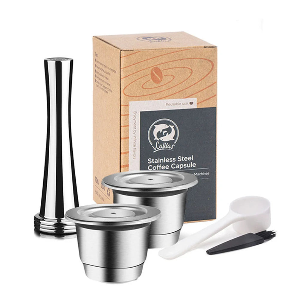 Genanvendelig kaffekapsel sæt – 2 kapsler og tamper, zero waste kaffe