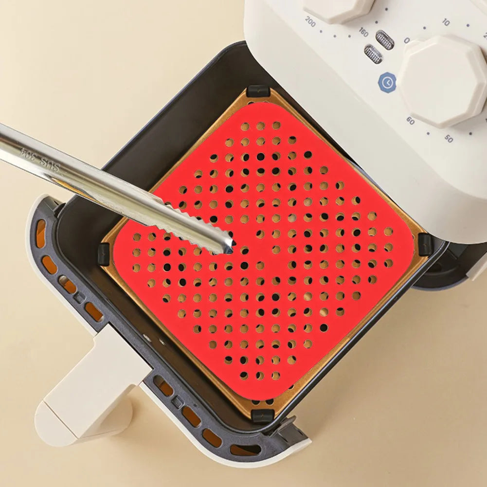 Airfryer-måtte i silikone – rundt format klargjort i airfryer